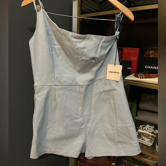 NWT Superdown Ramona Double Strap Romper Shorts Dusty Blue XL - Picture 6 of 11